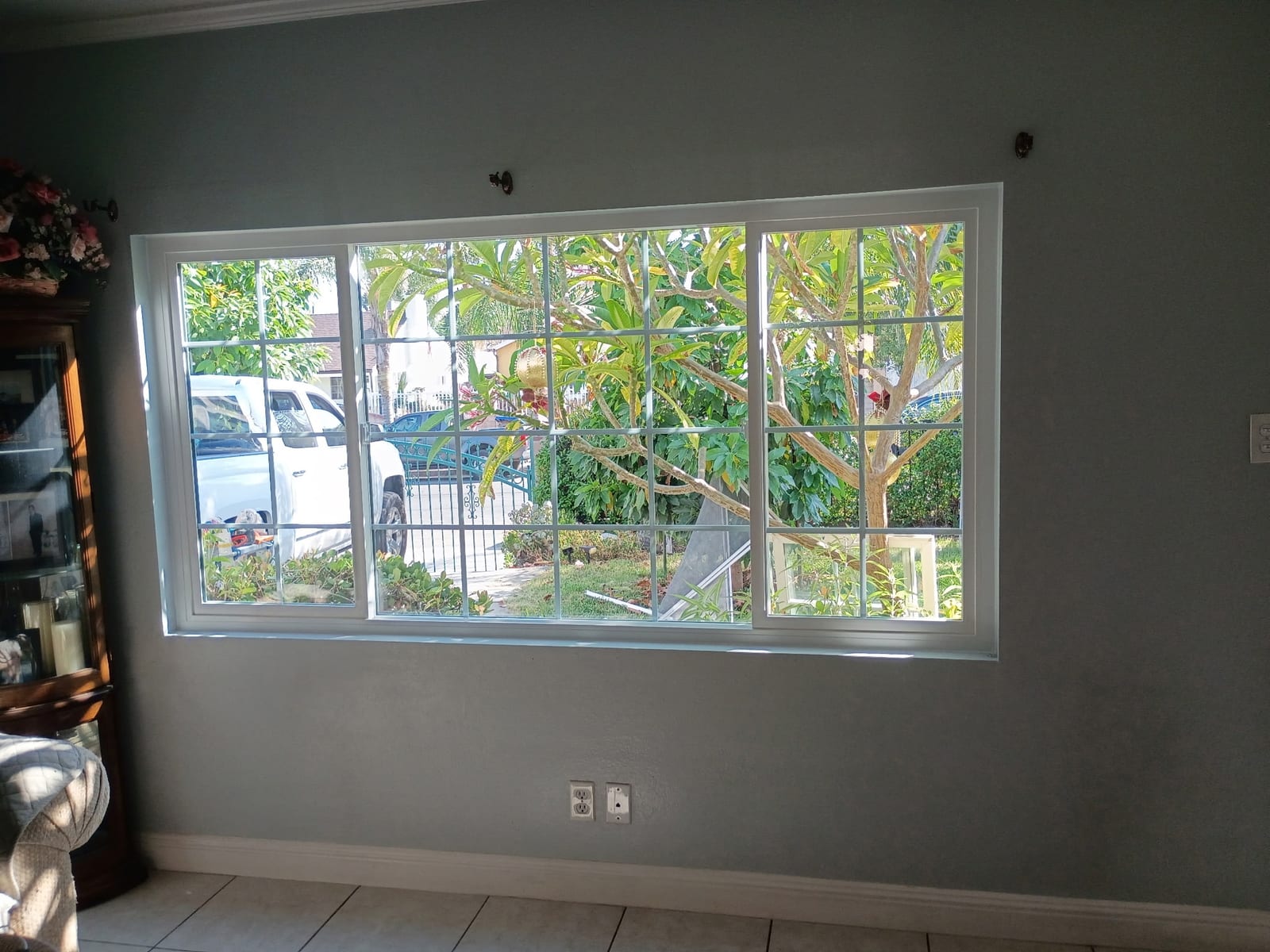 Interior view of new energy-efficient grid-pattern windows installed by Bright Future Homes