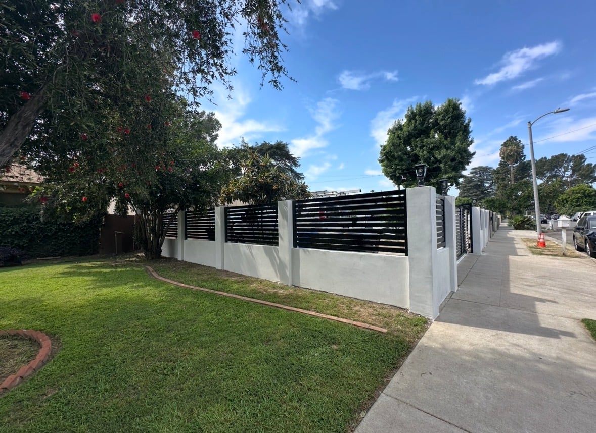 Bright Future Homes | Remodeling & Roofing in California and Texas Recent exterior fence and gate project - angled front view